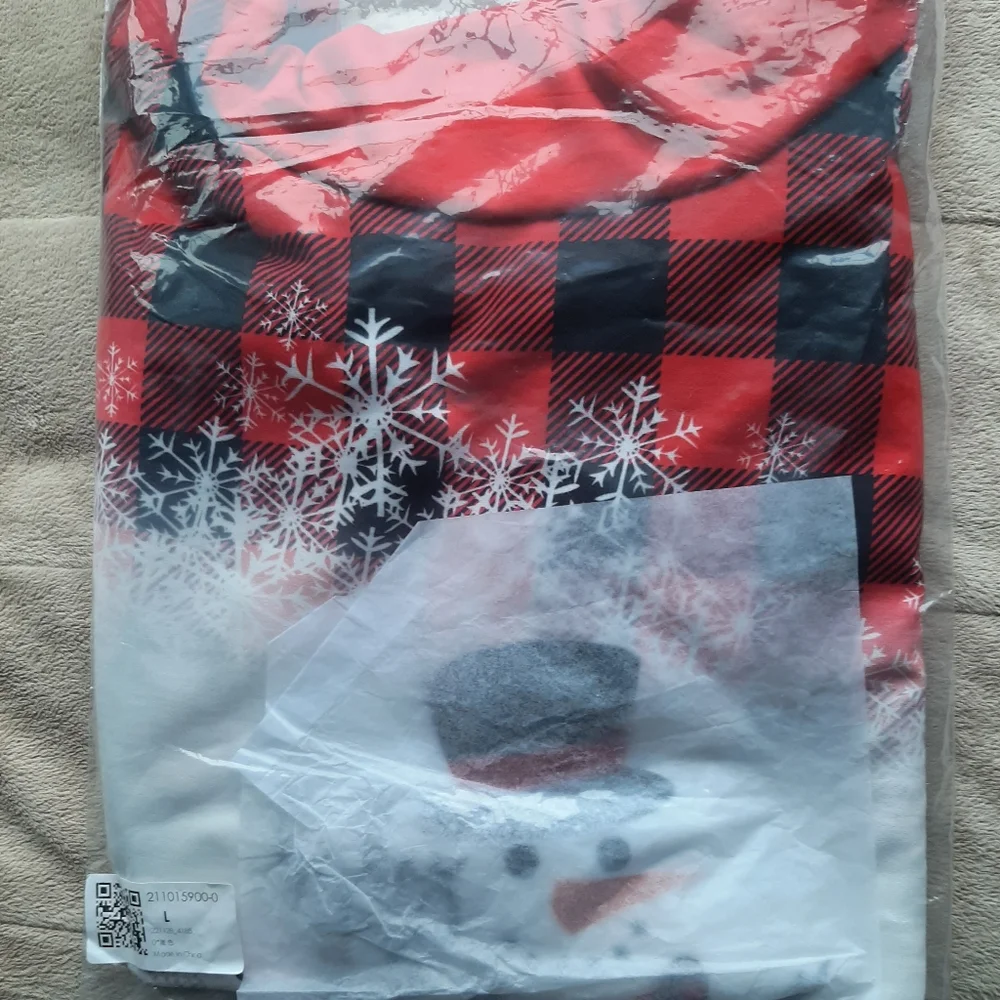 Rotita - So cute! Snowman Print Drawstring Red Sweatshirt - Size: L - Picture 3 of 9